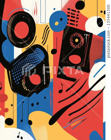 retro style background with a musical objects 135441300