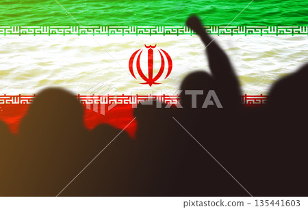 2026 iran protests. Protests in Iran 2026. Mass riots, overthrow of the regime in Iran. War. Abstract banner with flag 135441603