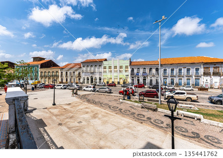 Modern buildings and automobiles on Largo do Carmo square in Sao Modern buildings and automobiles on Largo do Carmo square in Sao 135441762