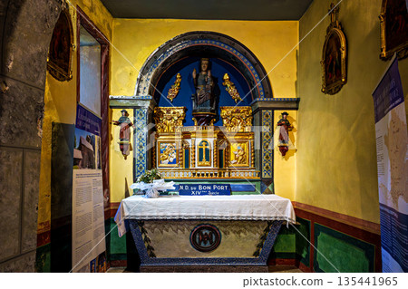 Interior of the church Notre Dame du Bon Port in Gavarnie in Hau 135441965