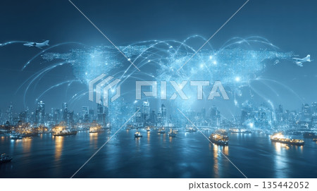 Smart delivery network with AI, automated parcels, digital logistics 135442052