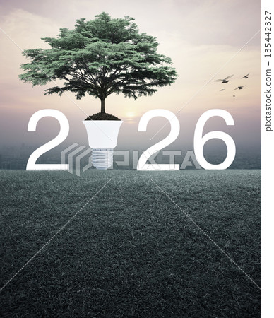 Happy new year 2026 green ecology and saving energy concept 135442327