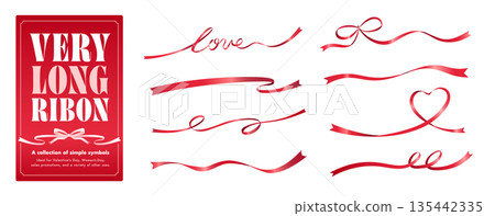 Valentine's Day red heart-shaped frame, wavy curved ribbon loop, LOVE ribbon set Valentine's Day red heart-shaped frame, wavy curved ribbon loop, LOVE ribbon set 135442335