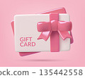 Gift card 3d icon with a pink bow 135442558