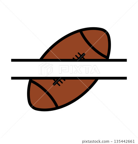 Banner American football ball with bold black slicing lines Banner American football ball with bold black slicing lines 135442661