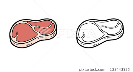 簡單的豬肉圖示插圖 135443525