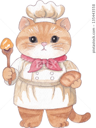 Cat Watercolor Illustration Cute Animal Art Cat Watercolor Illustration Cute Animal Art 135443558