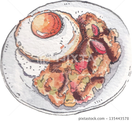 Food Watercolor Illustration for Culinary Design 135443578
