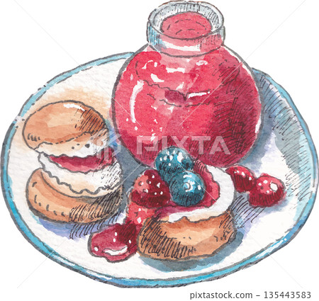 Food Watercolor Illustration for Cafe Menu 135443583