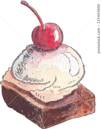 ice cream Watercolor Element for Restaurant Branding 135443600