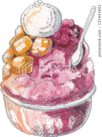 ice cream Watercolor Painting Hand Drawn Illustration 135443601