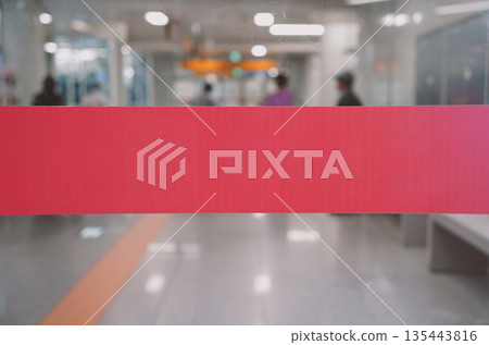 A picture of the subway scene and the red band of glass doors A picture of the subway scene and the red band of glass doors 135443816
