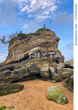 Wonderful view of the calm sea from the promenade in Santander, Spain, with soft waves and a peaceful coastal atmosphere. 135444000