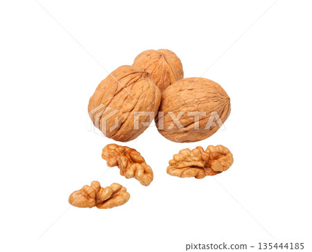 Walnut isolated. Walnuts peeled on white Walnut isolated. Walnuts peeled on white 135444185