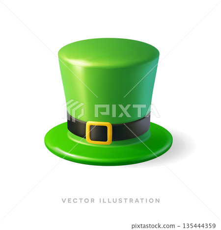 3d leprechaun hat. Irish casino slot icon. Lucky charm render. St. Patricks day illustration 135444359