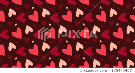 Hand drawn scattered hearts seamless pattern Hand drawn scattered hearts seamless pattern 135444407