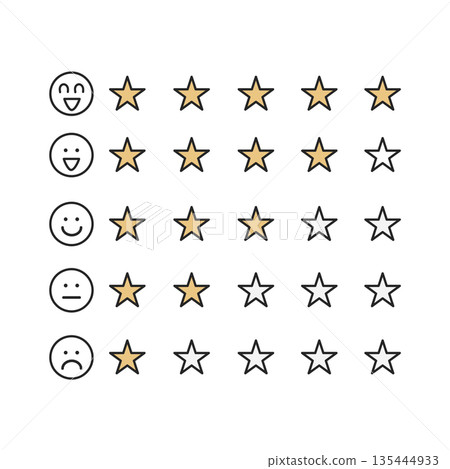 Face and 5 star review rating set 135444933