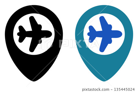 Location icon with airplane location pin 135445024