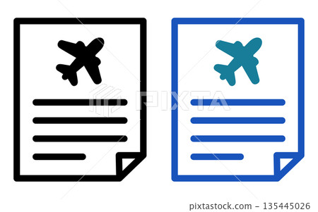 Simple icon of aviation documents with airplane icon 135445026
