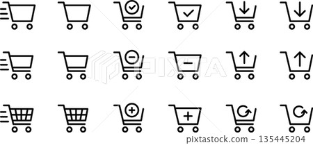 Editable line icon illustration of a shopping cart/cart 135445204