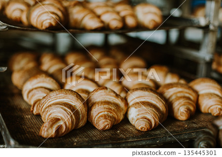 Baking croissant cookies. Baking croissant cookies. 135445301