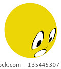 A cartoon-style icon of a round moon-like face looking surprised 135445307