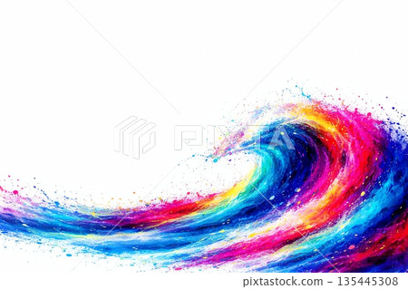 動態波浪背景,以色彩繽紛的顏料繪製而成 動態波浪背景,以色彩繽紛的顏料繪製而成 135445308
