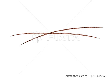 A brown stroke from a cosmetic eyebrow pencil. Isolated on a white background. A brown stroke from a cosmetic eyebrow pencil. Isolated on a white background. 135445679
