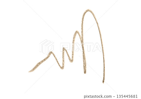 A brown stroke from a cosmetic eyebrow pencil. Isolated on a white background. 135445681
