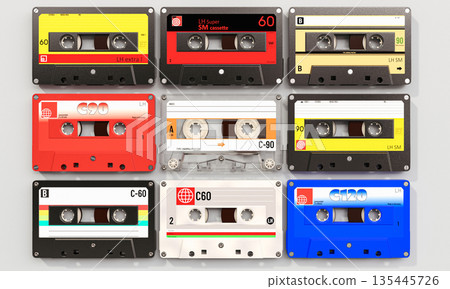 3d audio cassette tapes retro 135445726