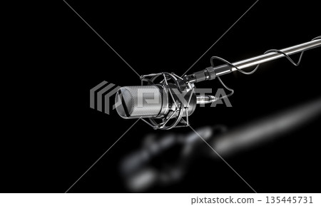 Professional studio microphone 3d background Professional studio microphone 3d background 135445731