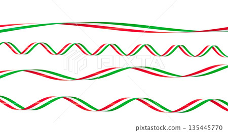 Italian flag ribbons waving 3d transparent background 135445770
