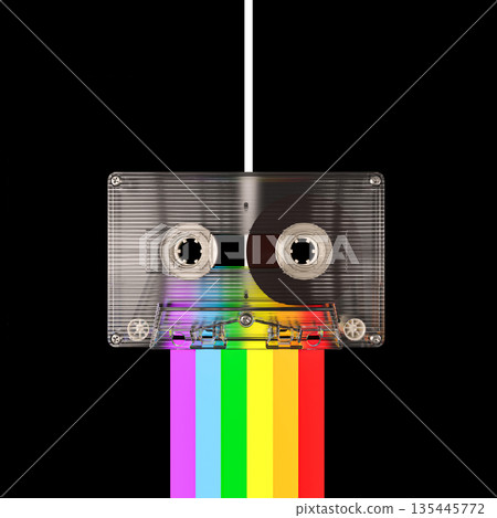 Cassette tape 3d rainbow music retro 135445772