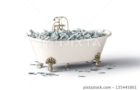 Bathtub full of money 3d wealth abundance Bathtub full of money 3d wealth abundance 135445801