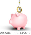 Piggy bank 3d euro coin crane 135445859