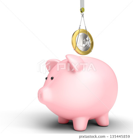 Piggy bank 3d euro coin crane Piggy bank 3d euro coin crane 135445859