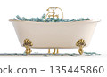 Vintage bathtub 3d full of cash 135445860