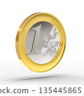 One euro coin floating on white 3d 135445865