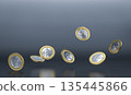 Euro coins falling dark surface 3d 135445866