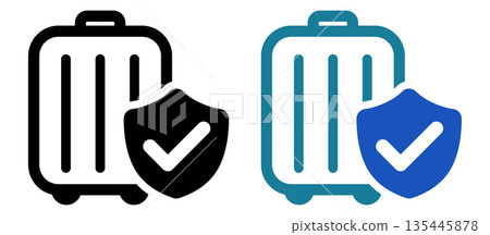 行李箱和托運行李上的盾形安全圖標，用於保護旅行行李 135445878