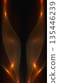 Golden abstract background with elegant light curves and symmetrical fluid lines on black background 135446239