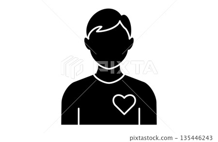 Subject Icons: Heart and person illustration icons symbolizing morality and ethics Subject Icons: Heart and person illustration icons symbolizing morality and ethics 135446243