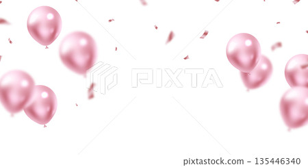 Beautiful pink 3D balloon illustration background banner template. Beautiful pink 3D balloon illustration background banner template. 135446340