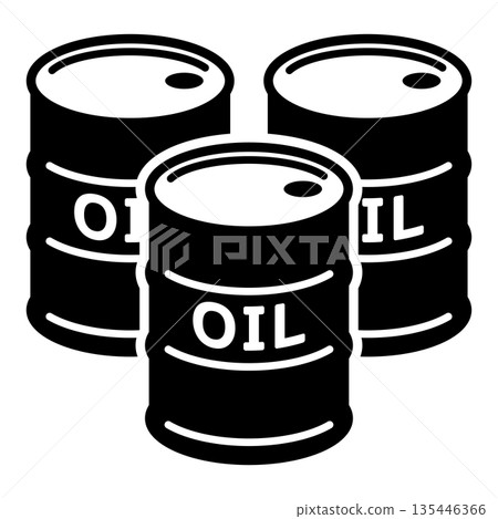 三個油桶的簡單黑白圖標 135446366
