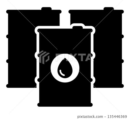 三個油桶的簡單黑白圖標 135446369