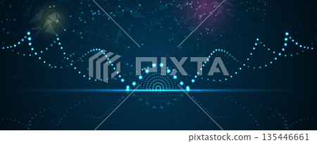 Futuristic molecule and genetic code, DNA strands, connected neural web 135446661