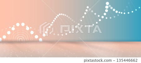 Futuristic molecule and genetic code, DNA strands, connected neural web 135446662
