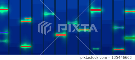 Futuristic molecule and genetic code, DNA strands, connected neural web 135446663