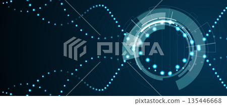 Futuristic molecule and genetic code, DNA strands, connected neural web 135446668