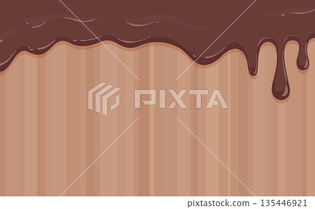 Melting chocolate and striped background_horizontal Melting chocolate and striped background_horizontal 135446921